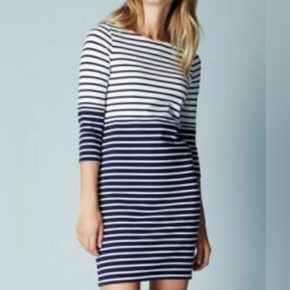 Boden Striped 3/4 Sleeve Heavy Weight Cotton Shift Dress